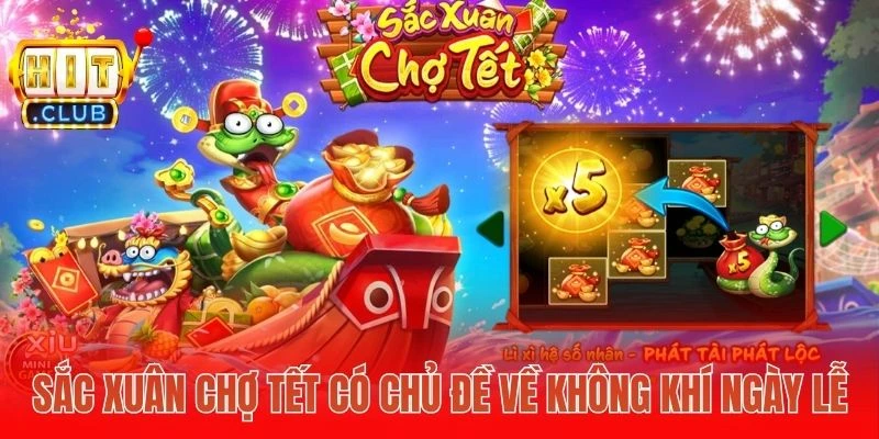 Sắc xuân chợ Tết có chủ đề về không khí ngày lễ